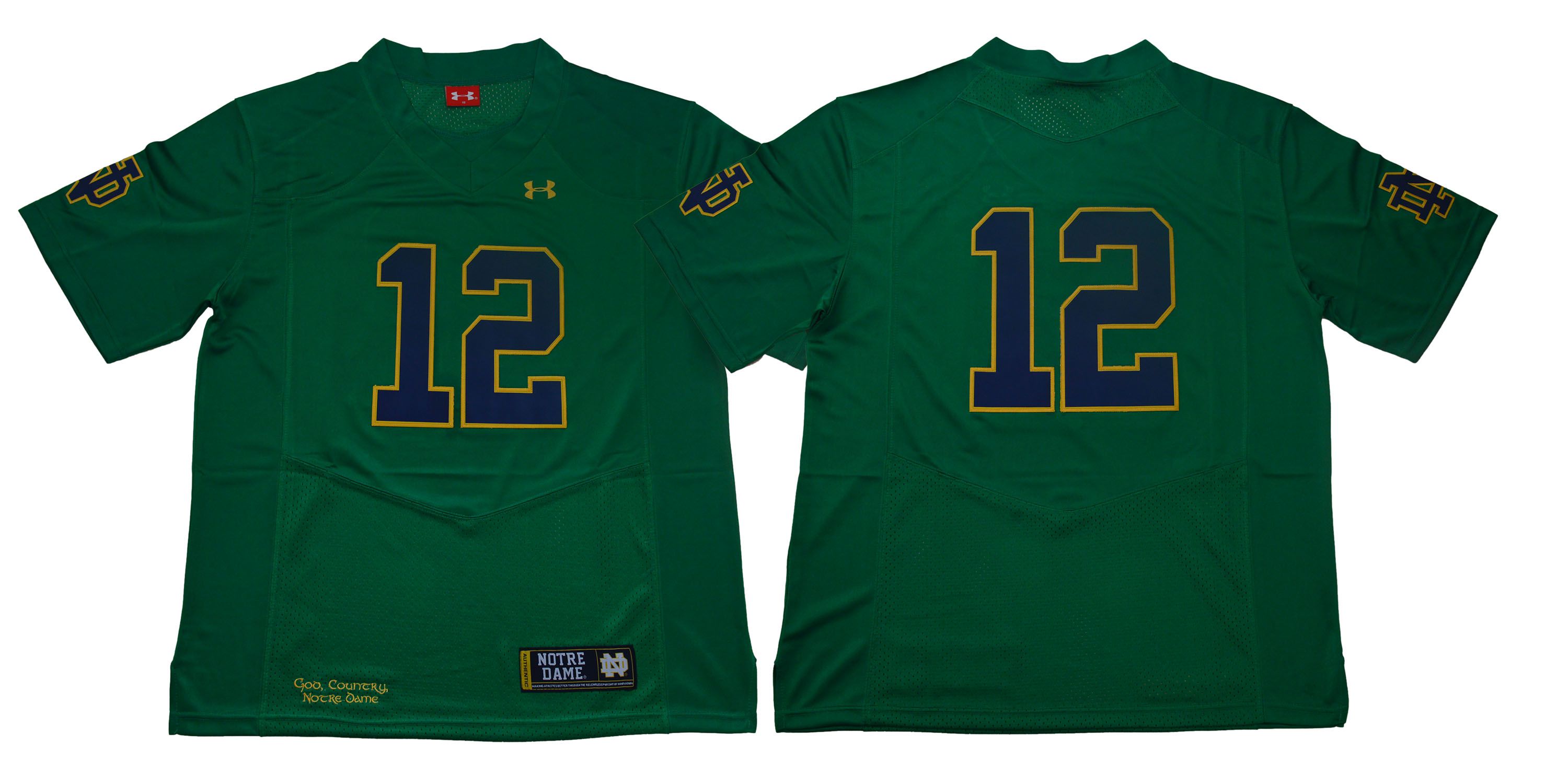 Men Norte Dame Fighting Irish #12 No name Green Stitched NCAA Jersey